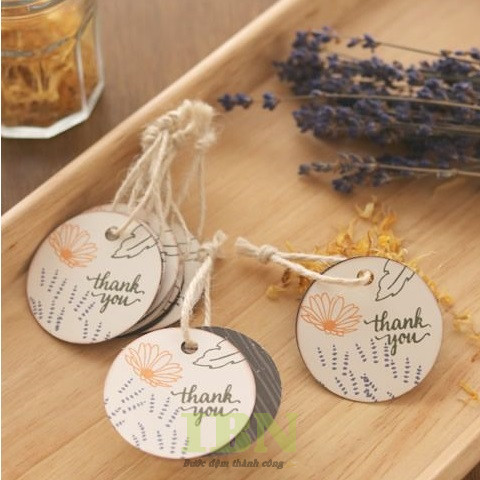 Mẫu tag cảm ơn hình tròn, nhiều chất liệu