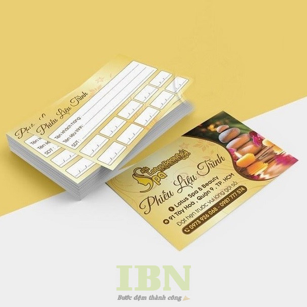 Mẫu thẻ liệu trình spa dạng card visit