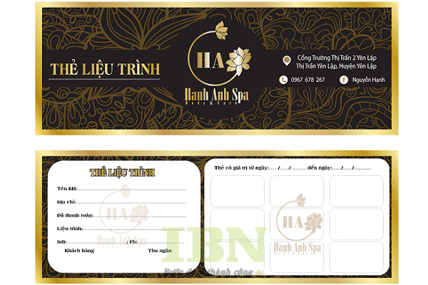 Mẫu thẻ dịch vụ spa VIP