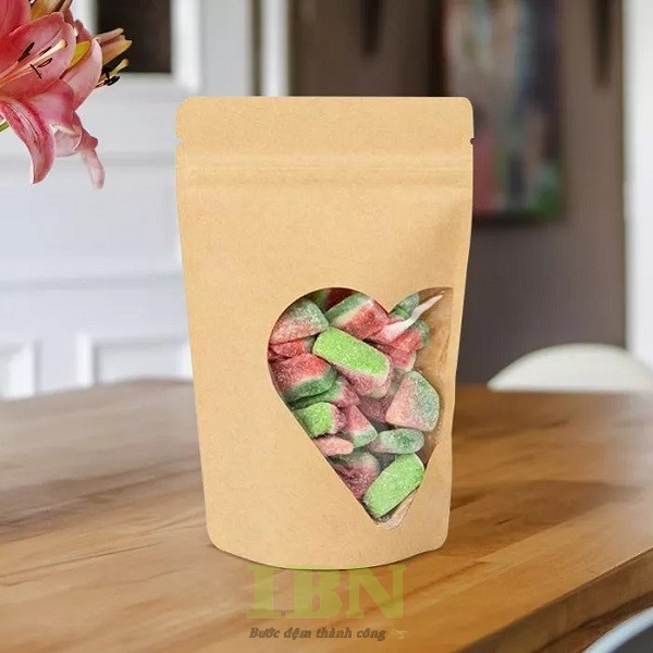 Mẫu túi giấy đựng kẹo dẻo, nắp zip