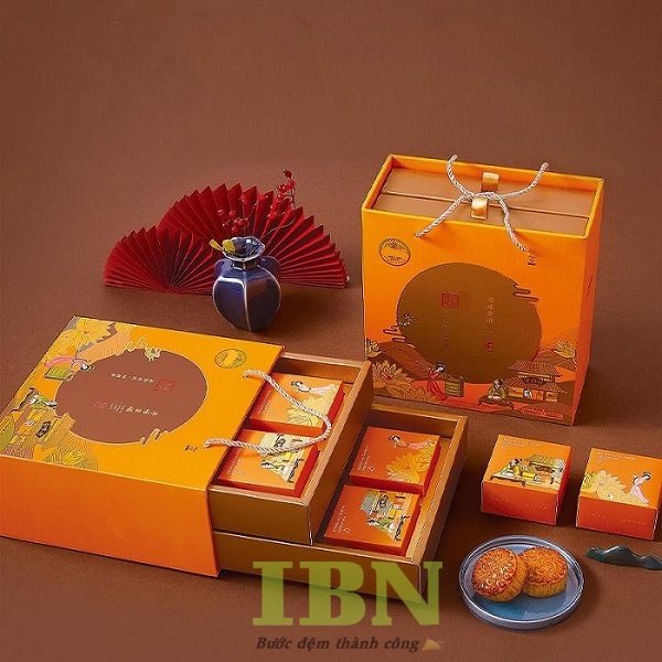 Mẫu hộp giấy ngăn kéo đựng bánh trung thu