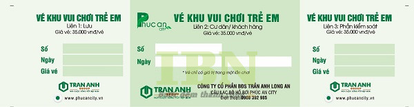 Mẫu vé vào cổng khu vui chơi