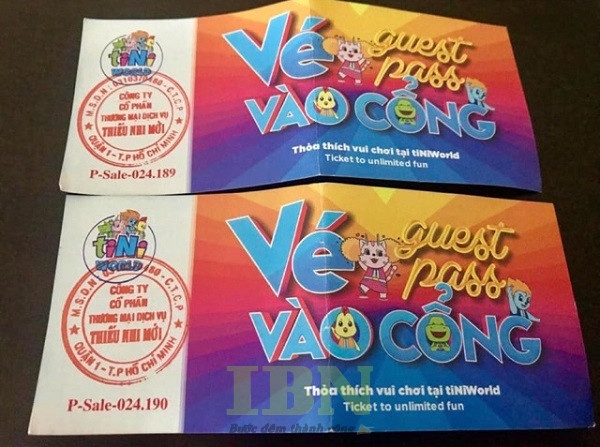 Mẫu vé vào cổng khu vui chơi