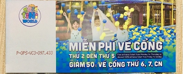 Mẫu vé vào cổng khu vui chơi trẻ em