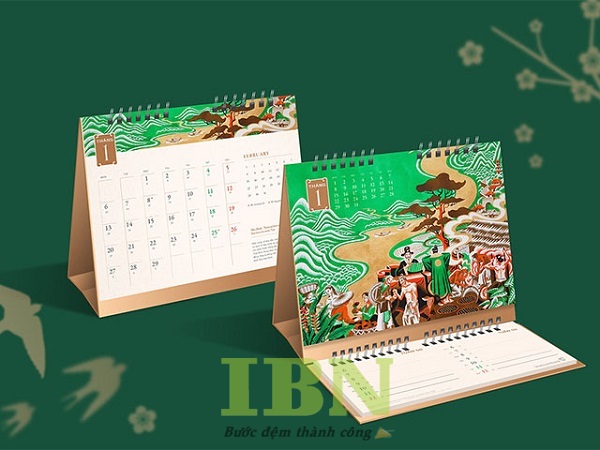 Mẫu lịch để bàn chữ A có phần chi chú
