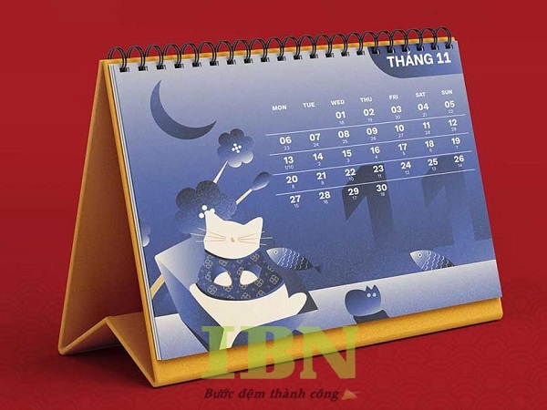 Mẫu lịch để bàn chữ A có thiết kế theo yêu cầu