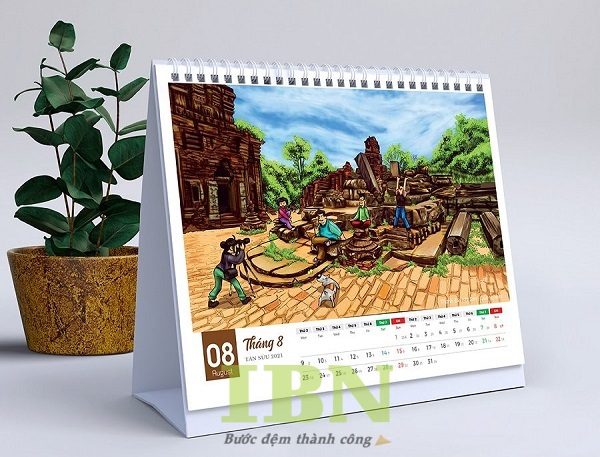 Mẫu lịch để bàn chữ A chủ đề phong cảnh