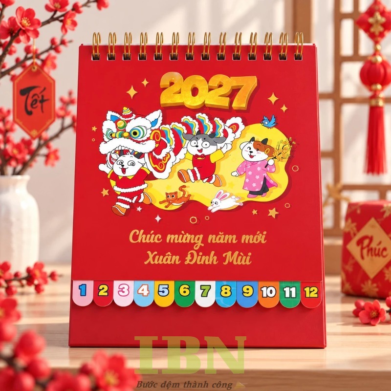 Mẫu lịch để bàn chữ A thiết kế ấn tượng, nhiều màu sắc