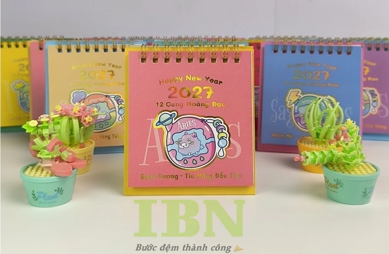 Mẫu lịch để bàn chữ A mini cute