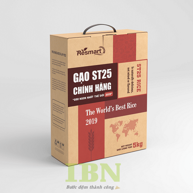 Mẫu hộp giấy kraft đựng gạo ST25