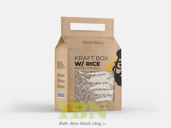 Mẫu hộp giấy đựng gạo có quai xách tiện lợi