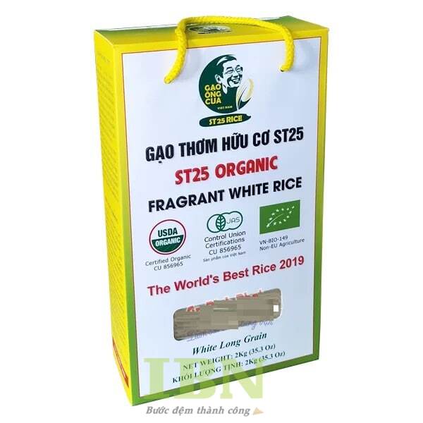 Mẫu hộp giấy đựng gạo có quai hai bên