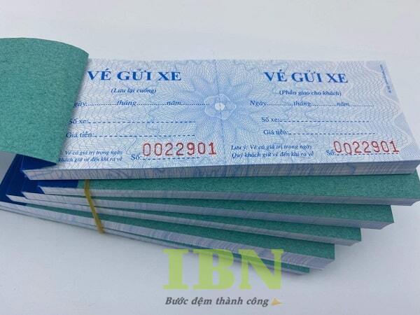Mẫu vé giữ xe thiết kế 2 liên in số nhảy