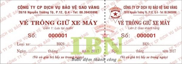 Mẫu vé giữ xe máy cho doanh nghiệp