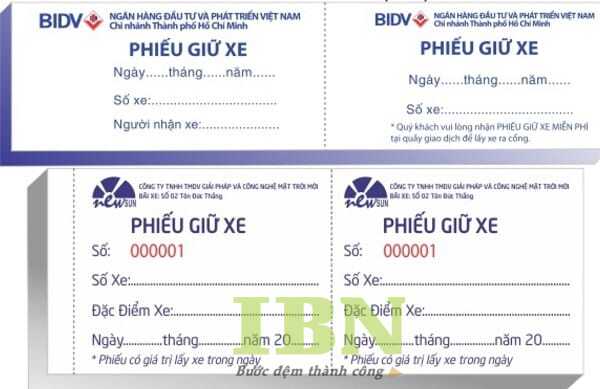 Mẫu vé giữ xe máy cho doanh nghiệp