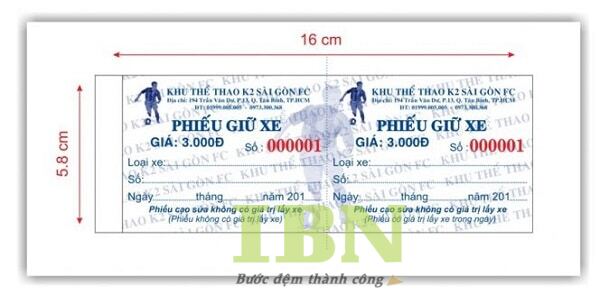 Mẫu vé giữ xe cho sân vận động