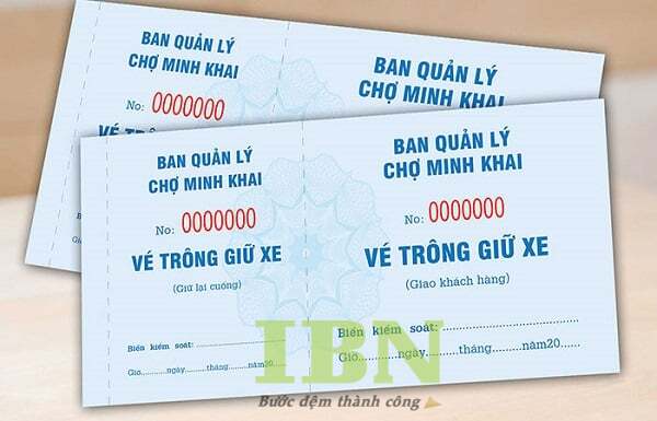 Mẫu vé trông giữ xe 2 liên