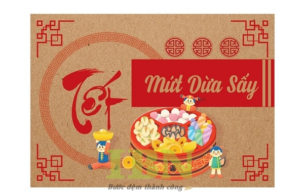 Mẫu tem nhãn mứt dừa mùa tết