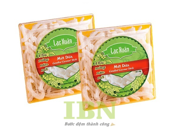 Mẫu tem nhãn mứt dừa dán nắp hộp