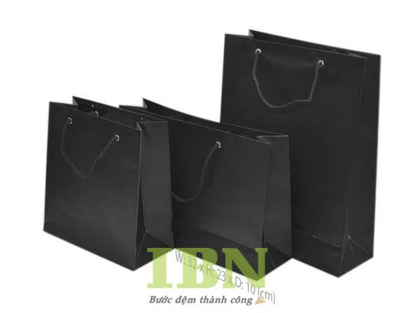 Mẫu túi giấy cán màng màu đen, dáng đứng