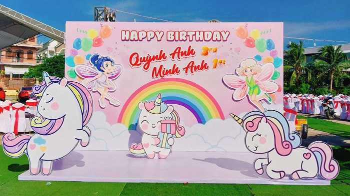 Mẫu backgroud sinh nhật đẹp cho bé gái