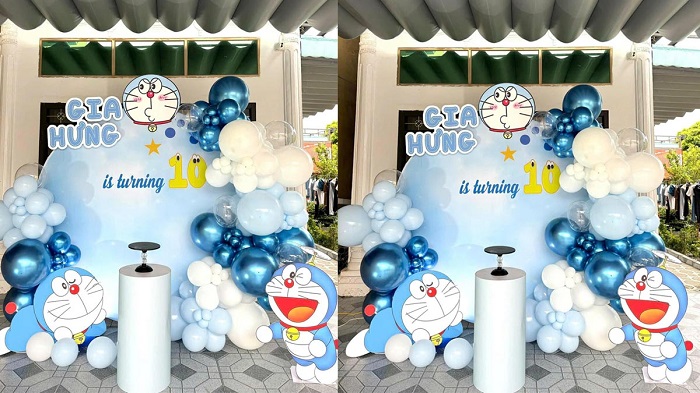 Mẫu backgroud sinh nhật bé trai màu xanh dương