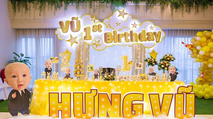 Mẫu backgroud sinh nhật ấn tượng tông vàng