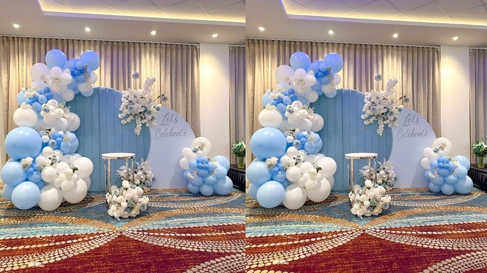 Mẫu backgroud sinh nhật sang trọng màu xanh dương