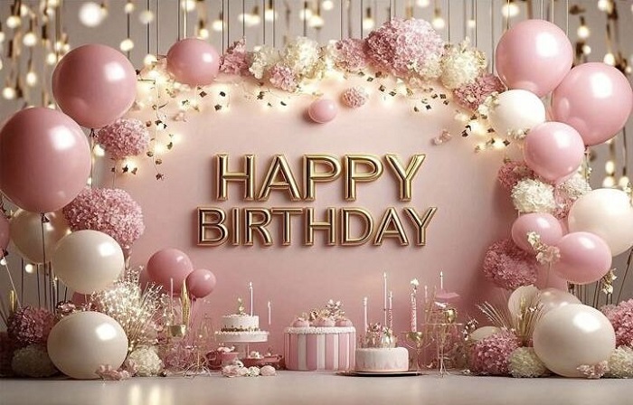 Mẫu backgroud sinh nhật ấn tượng tông màu hồng