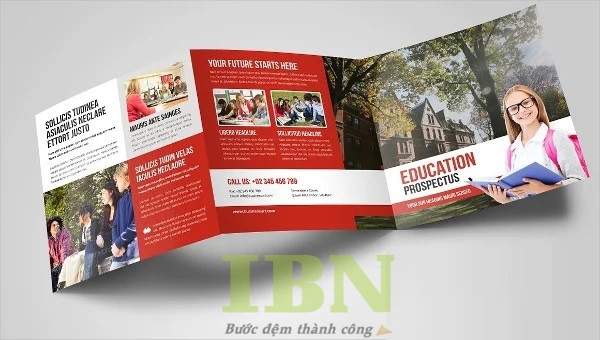 Mẫu brochure du học gập 3, hình vuông độc đáo