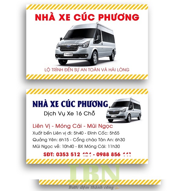 Mẫu card visit xe du lịch - Nhà Xe Cúc Phương