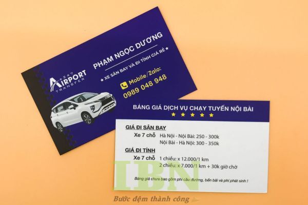 Mẫu card visit xe du lịch thiết kế đơn giản, thu hút