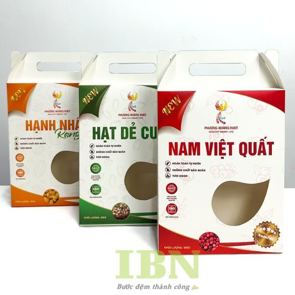 Mẫu hộp giấy đựng hạt dinh dưỡng có cửa sổ