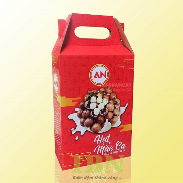 Mẫu hộp giấy đựng hạt dinh dưỡng có tay cầm chắc chắn