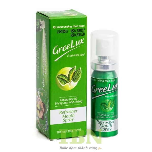 Mẫu hộp giấy đựng xịt thơm miệng màu xanh đẹp mắt