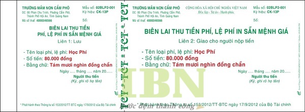 In biên lai thu tiền