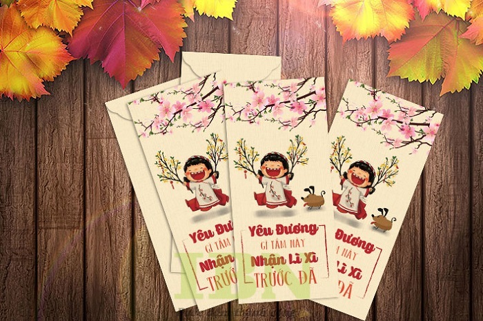 Mẫu bao lì xì đẹp, thiết kế phong cách chibi đáng yêu