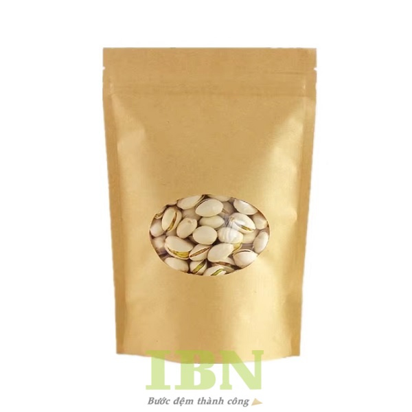 Mẫu túi giấy đựng hạt dẻ miệng zip có cửa sổ