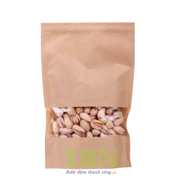 Mẫu túi giấy đựng hạt dẻ có cửa sổ trong suốt