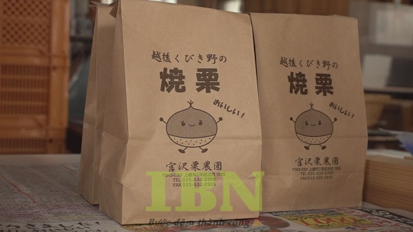 Mẫu túi giấy đựng hạt dẻ gấp miệng, thiết kế đơn giản