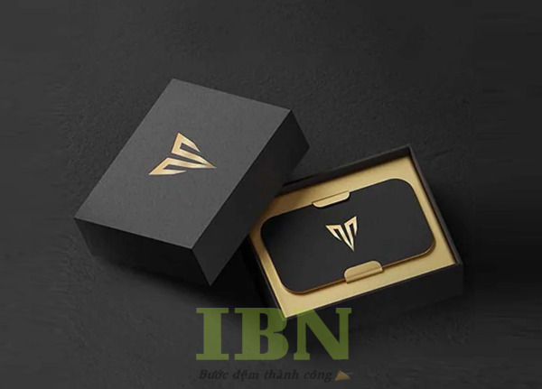 Mẫu hộp giấy đựng name card ép kim logo