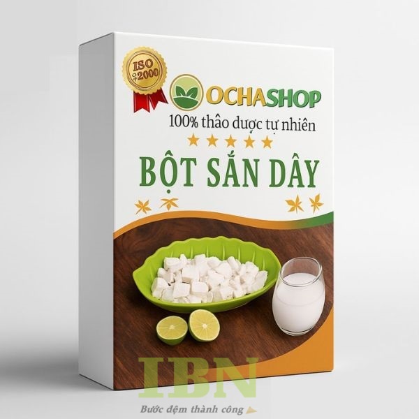 Mẫu hộp đựng bột sắn dây nắp dán chắc chắn