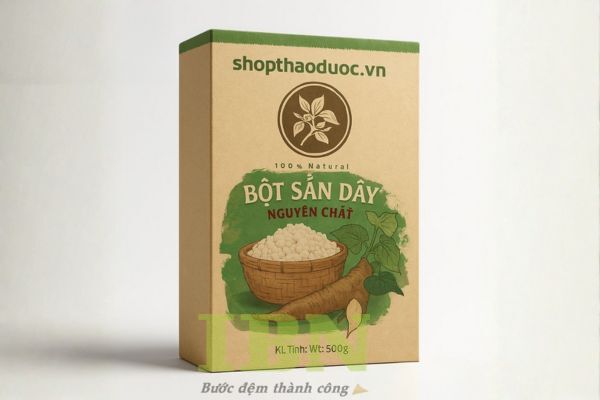 Mẫu hộp đựng bột sắn dây bằng giấy Kraft