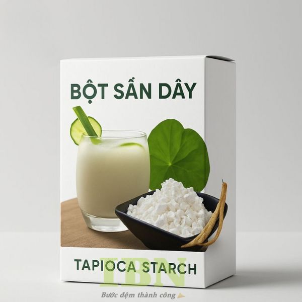 Mẫu hộp đựng bột sắn dây bằng giấy Ivory