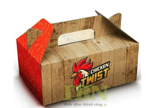Mẫu hộp giấy đựng gà nguyên con có tay cầm