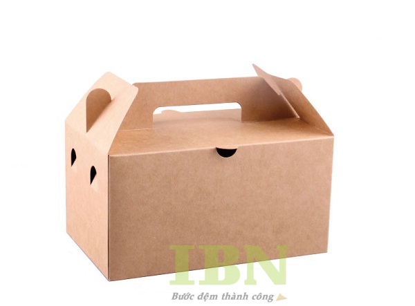 Mẫu hộp giấy kraft đựng gà nguyên con có lỗ thông hơi