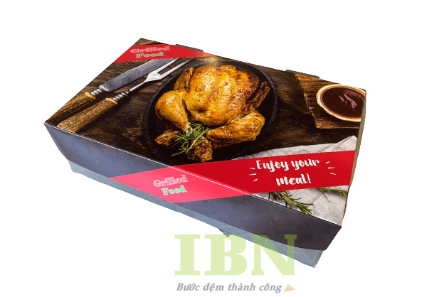 Mẫu hộp đựng gà nguyên con nắp gài đơn giản