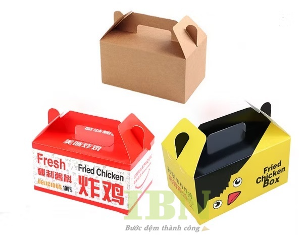 Mẫu hộp đựng gà nguyên con có tay xách tiện lợi