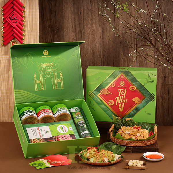 Mẫu hộp giấy đựng nem chua làm quà Tết