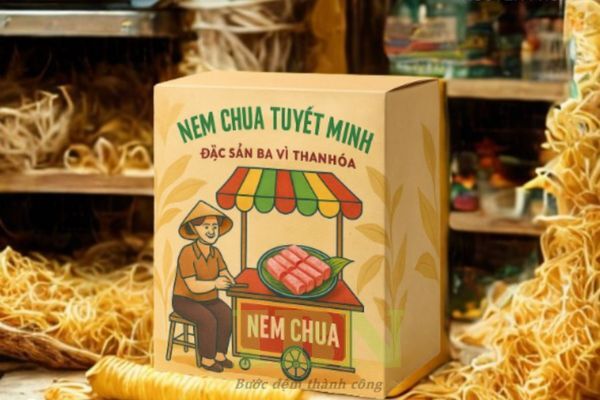 Mẫu hộp giấy đựng nem chua thiết kế bắt mắt